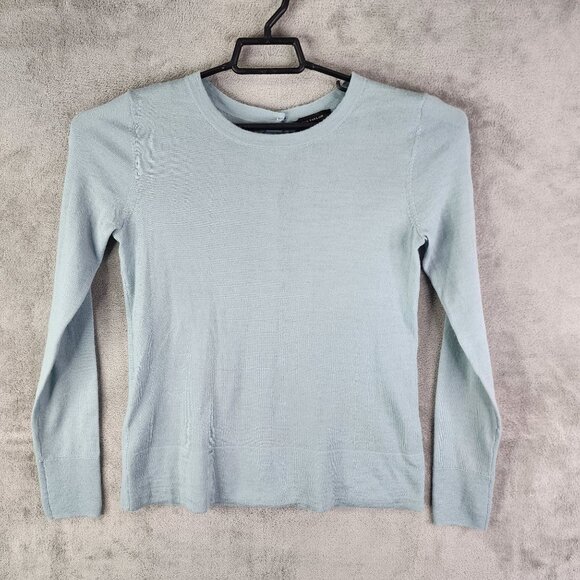 Womens Light Blue Ann Taylor Sweater Button-Back Long Sleeve Size M - Picture 2 of 10